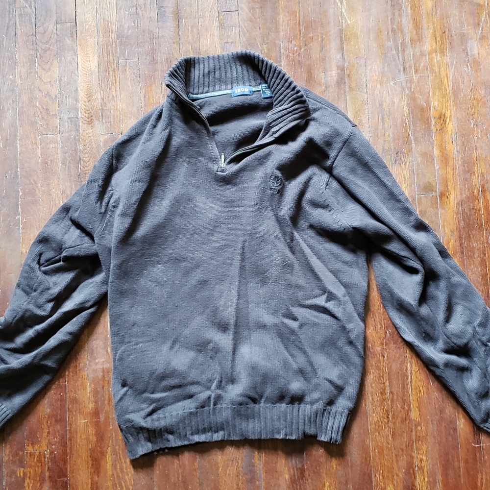 Chocolate-Brown Izod Quarter-Zip Sweater